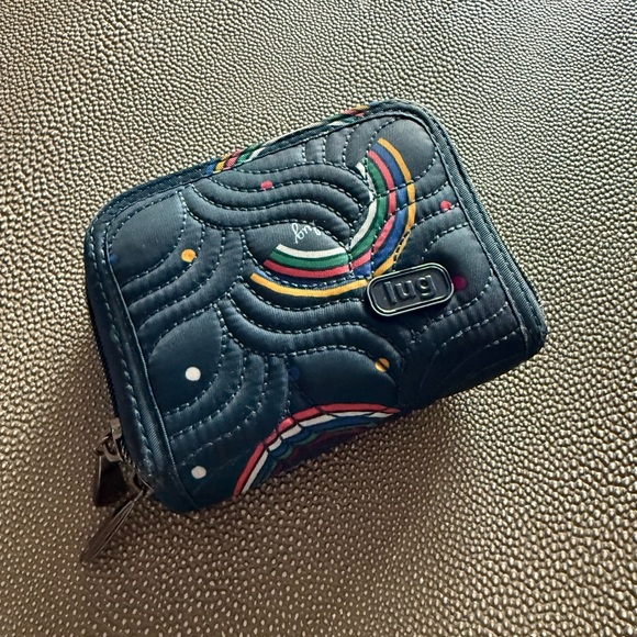 lug Handbags - Lug Navy Quilted Wallet with Multicolor Design